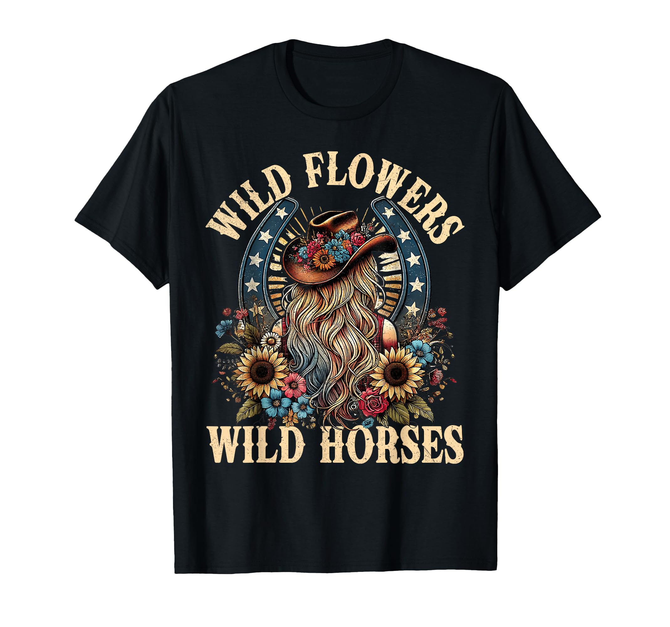 Southern Sunset Cowgirl Wild Flowers T-Shirt - Streetwear Style Men Women - T-Shirt, Sweatshirt, Hoodie