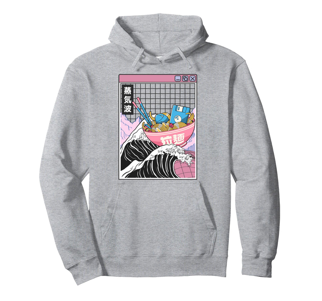 Digital Ramen Bowl Kanagawa Wave Hoodie - Minimalist Print Men Women - T-Shirt, Sweatshirt, Hoodie