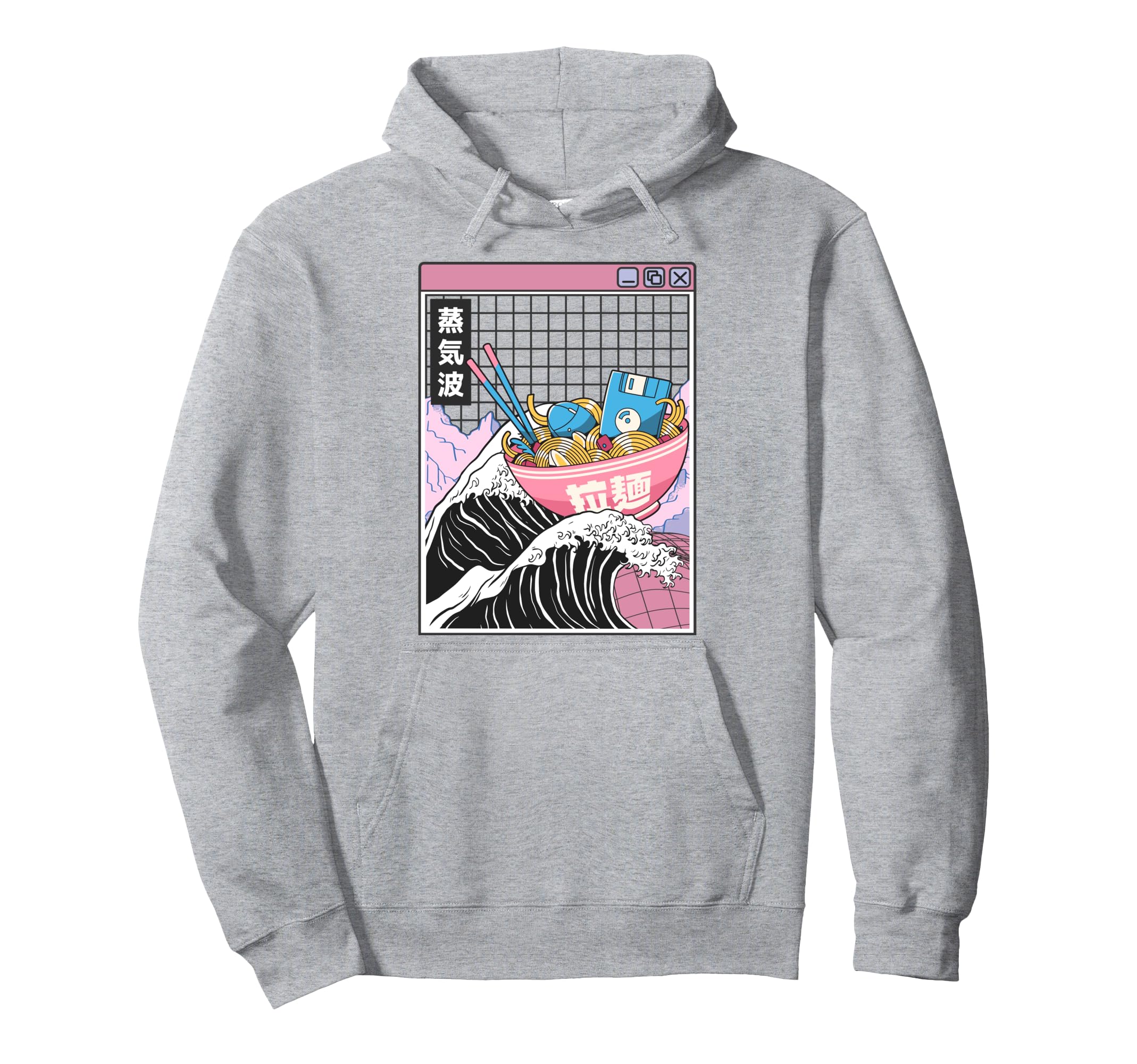 Digital Ramen Bowl Kanagawa Wave Hoodie - Minimalist Print Men Women - T-Shirt, Sweatshirt, Hoodie