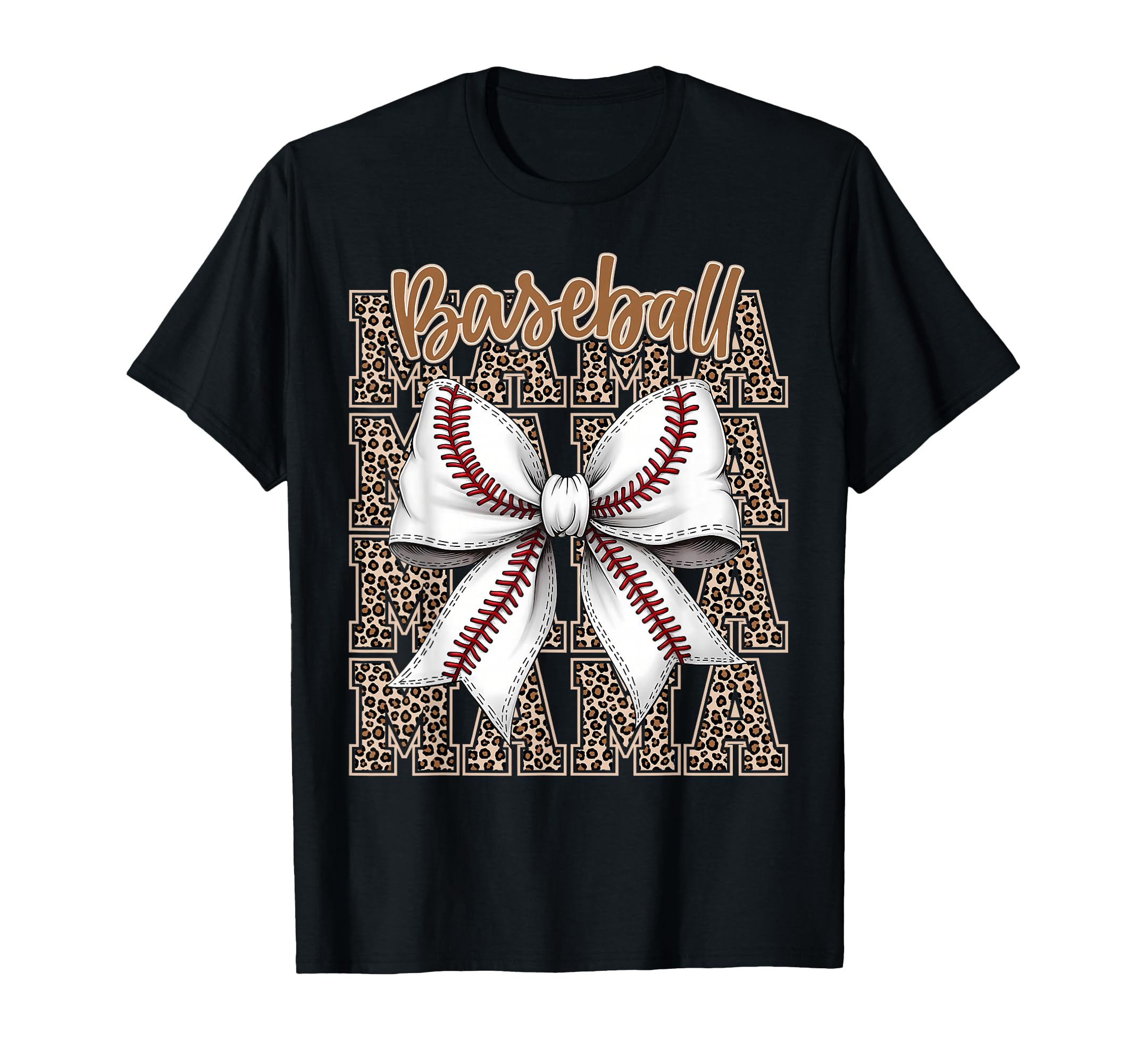 Baseball Mama Coquette Bow Leopard T-Shirt - Novelty Apparel Men Women - T-Shirt, Sweatshirt, Hoodie