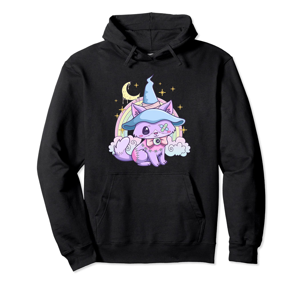 Kawaii Pastel Goth Creepy Witchy Cat Hoodie - Graphic Print Unisex - T-Shirt, Sweatshirt, Hoodie