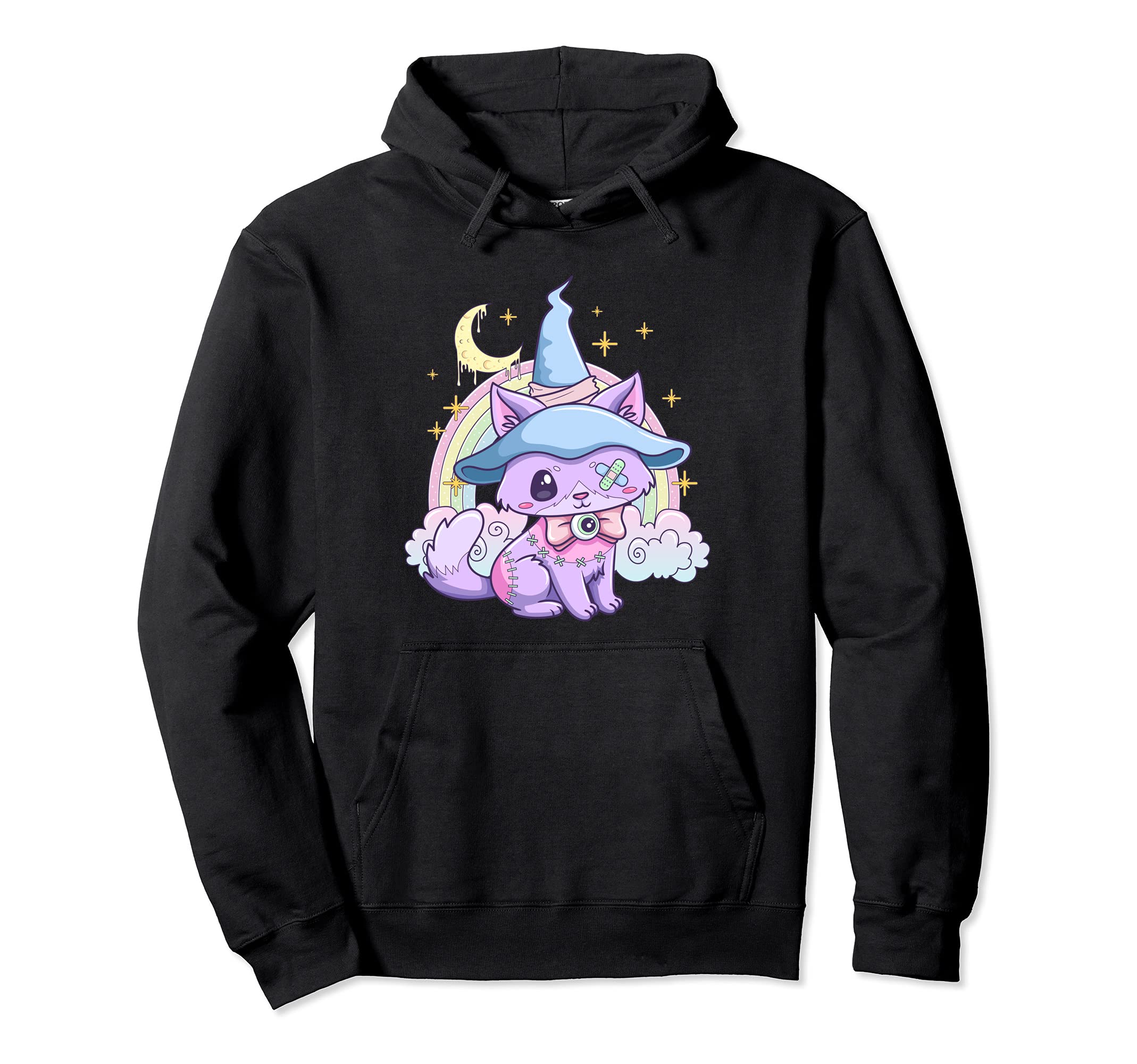 Kawaii Pastel Goth Creepy Witchy Cat Hoodie - Graphic Print Unisex - T-Shirt, Sweatshirt, Hoodie