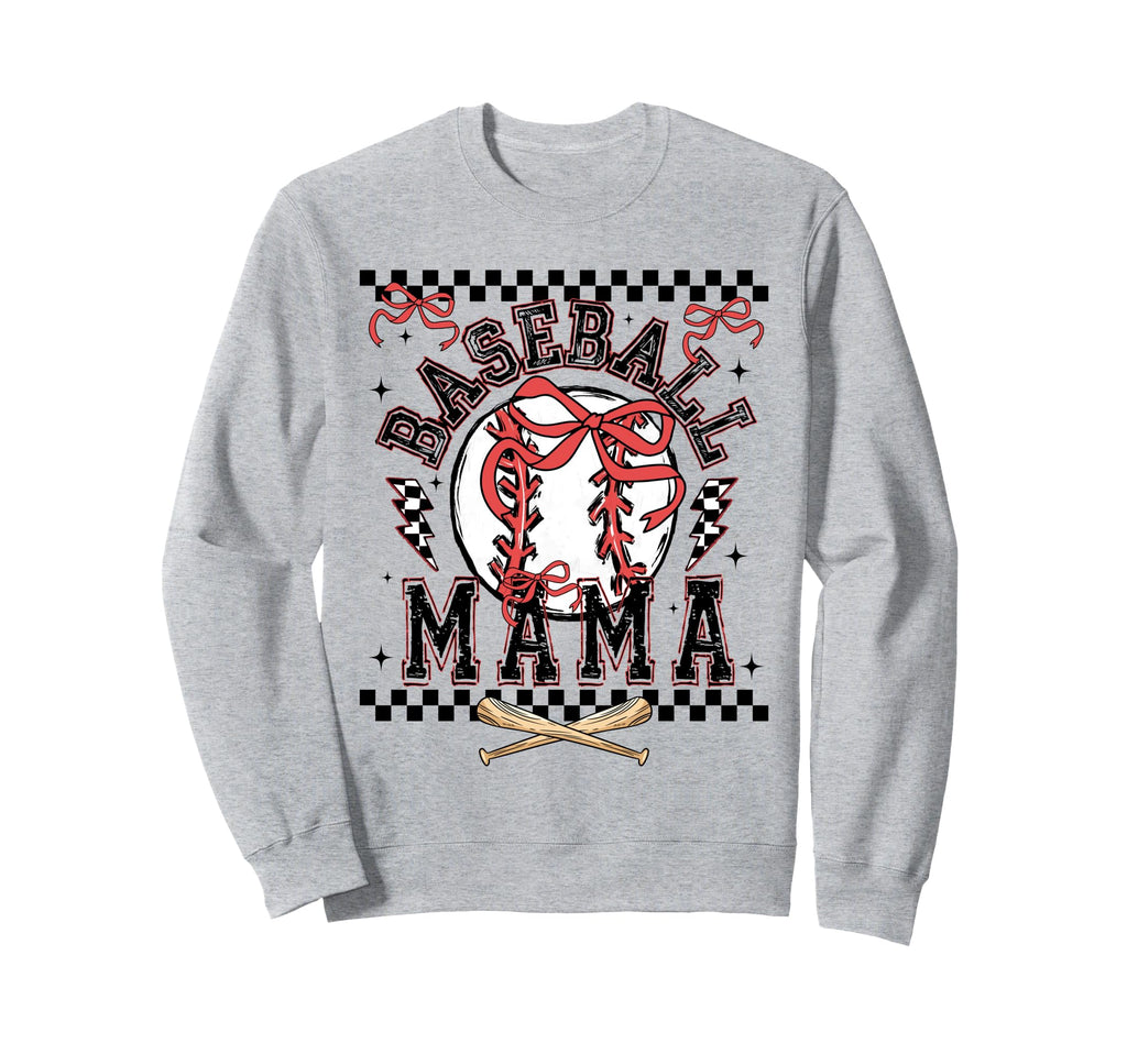 Baseball Mama Checkered Baseball Sweatshirt - Trendy Graphic for Adults - T-Shirt, Sweatshirt, Hoodie