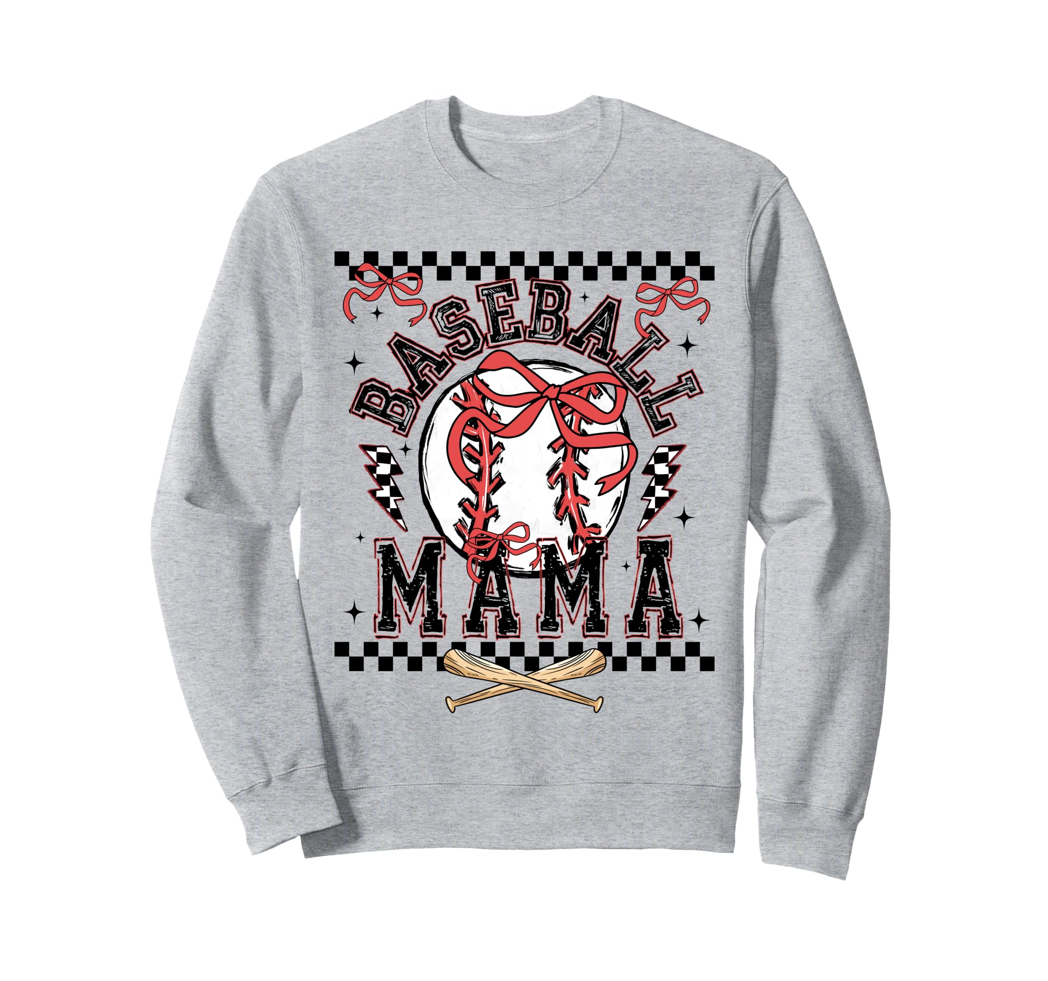 Baseball Mama Checkered Baseball Sweatshirt - Trendy Graphic for Adults - T-Shirt, Sweatshirt, Hoodie