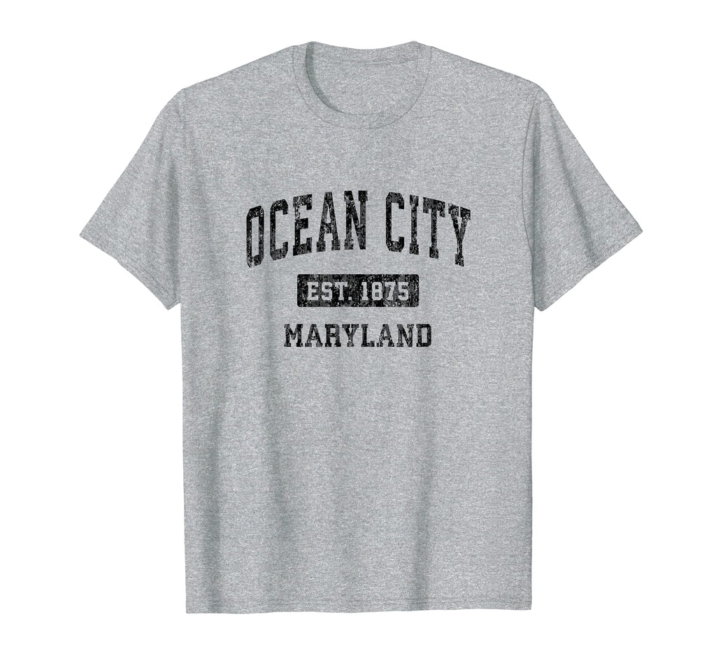 Ocean City Maryland Md Sports Black T-Shirt - Trendy Graphic Men Women - T-Shirt, Sweatshirt, Hoodie