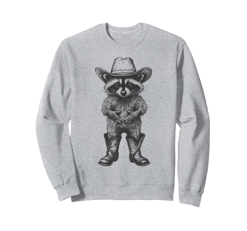 Raccoon Cowboy Hat Funny Western Sweatshirt - Novelty Apparel Men Women - T-Shirt, Sweatshirt, Hoodie