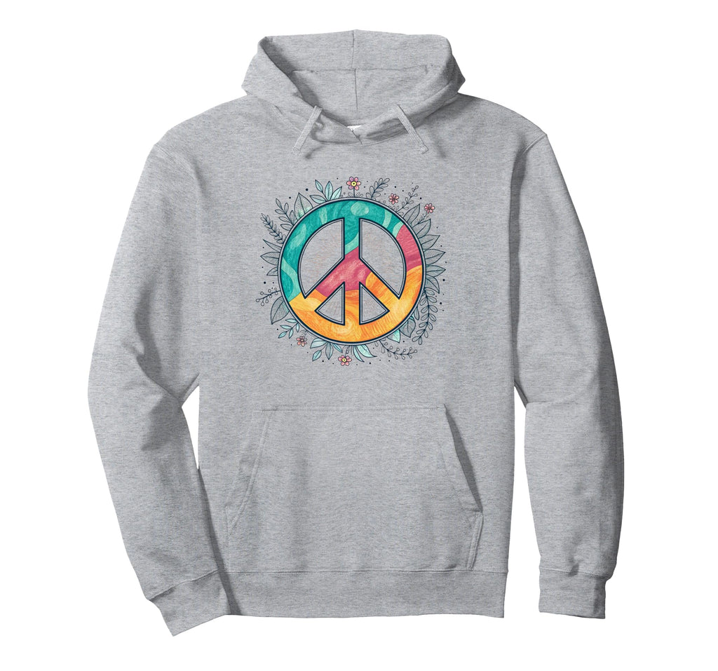 Peace Sign Hippie Floral Hoodie - Casual Everyday Wear for Adults - T-Shirt, Sweatshirt, Hoodie