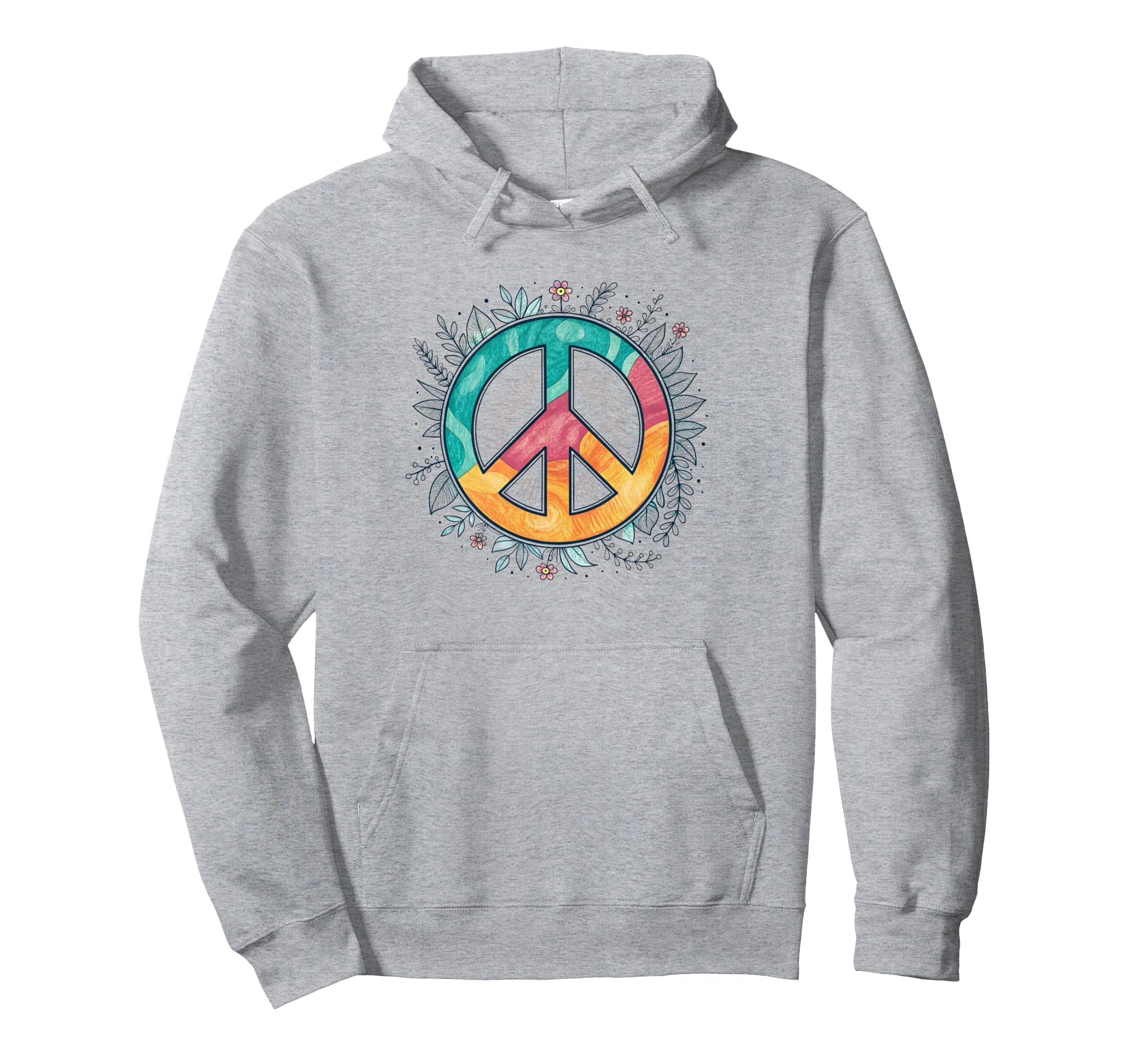 Peace Sign Hippie Floral Hoodie - Casual Everyday Wear for Adults - T-Shirt, Sweatshirt, Hoodie