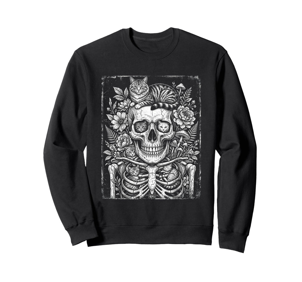 Skull Cat Skeleton Kitty Kitten Sweatshirt - Graphic Print Men Women - T-Shirt, Sweatshirt, Hoodie