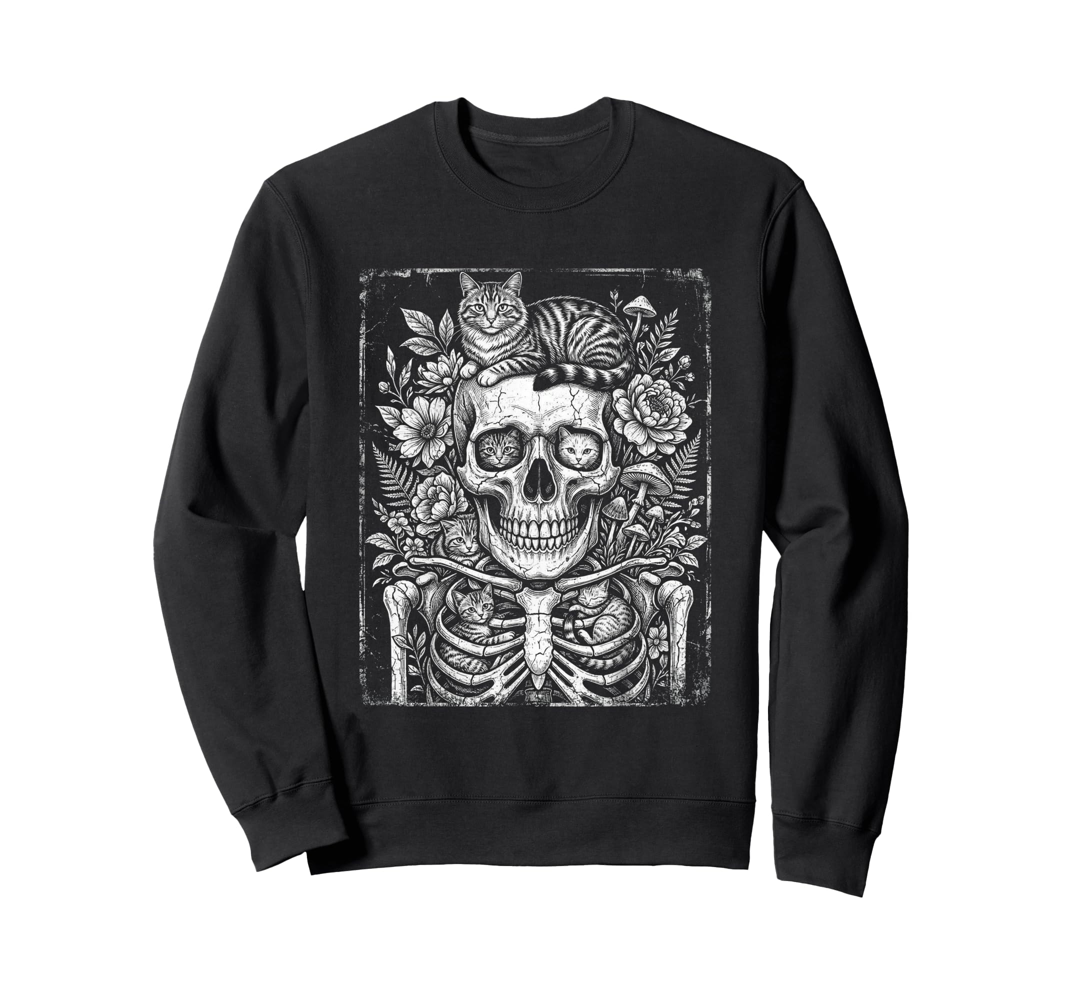 Skull Cat Skeleton Kitty Kitten Sweatshirt - Graphic Print Men Women - T-Shirt, Sweatshirt, Hoodie