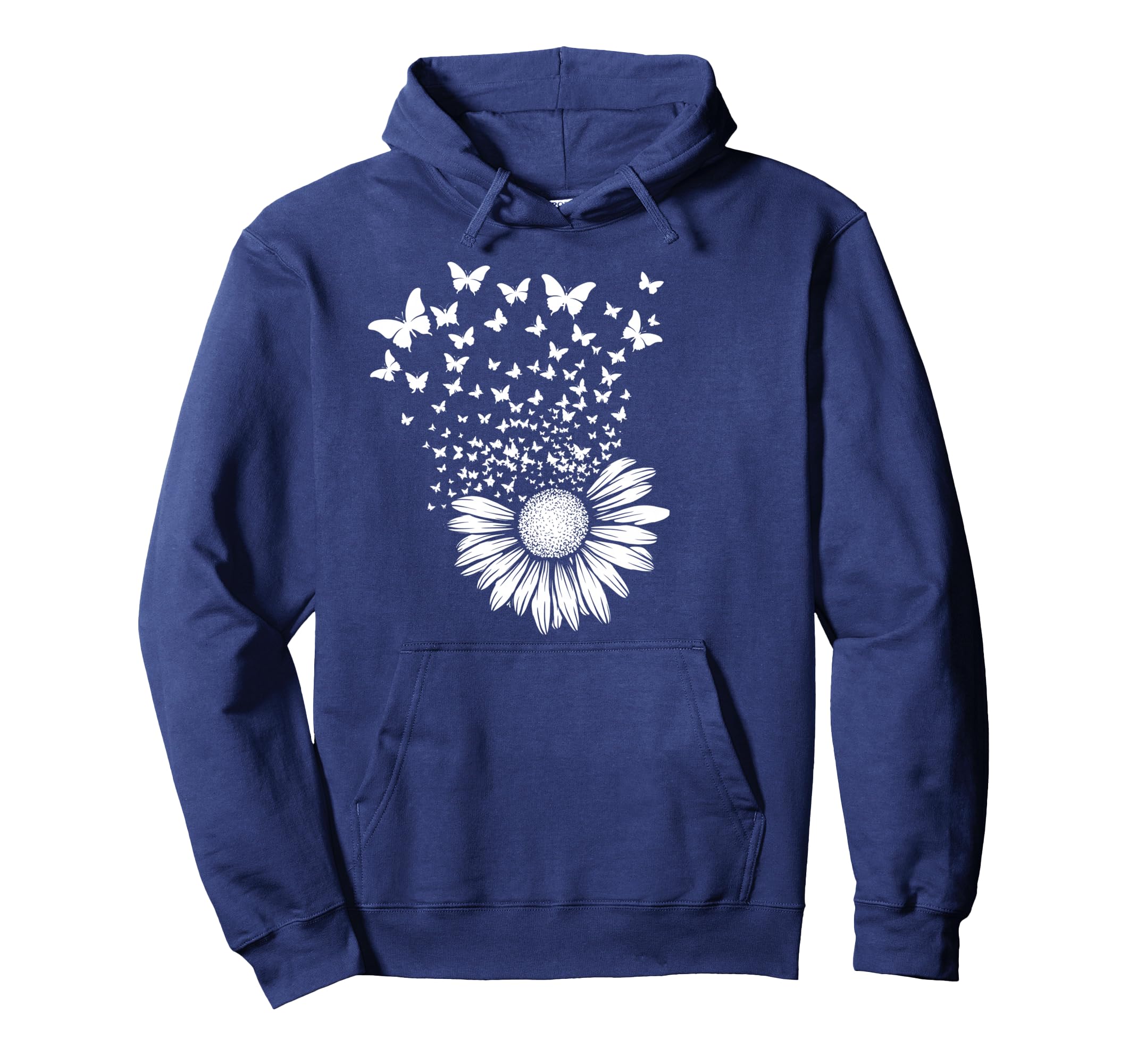 Floral Boho Butterfly Daisy Flower Hoodie - Custom Art Print Unisex - T-Shirt, Sweatshirt, Hoodie