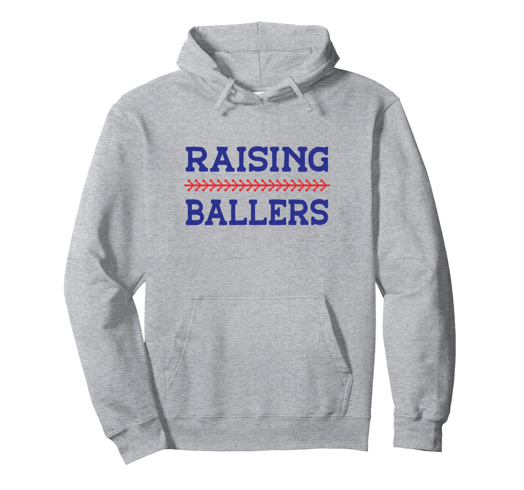 Raising Ballers Baseball Softball Mom Hoodie - Unique Graphic for Adults - T-Shirt, Sweatshirt, Hoodie