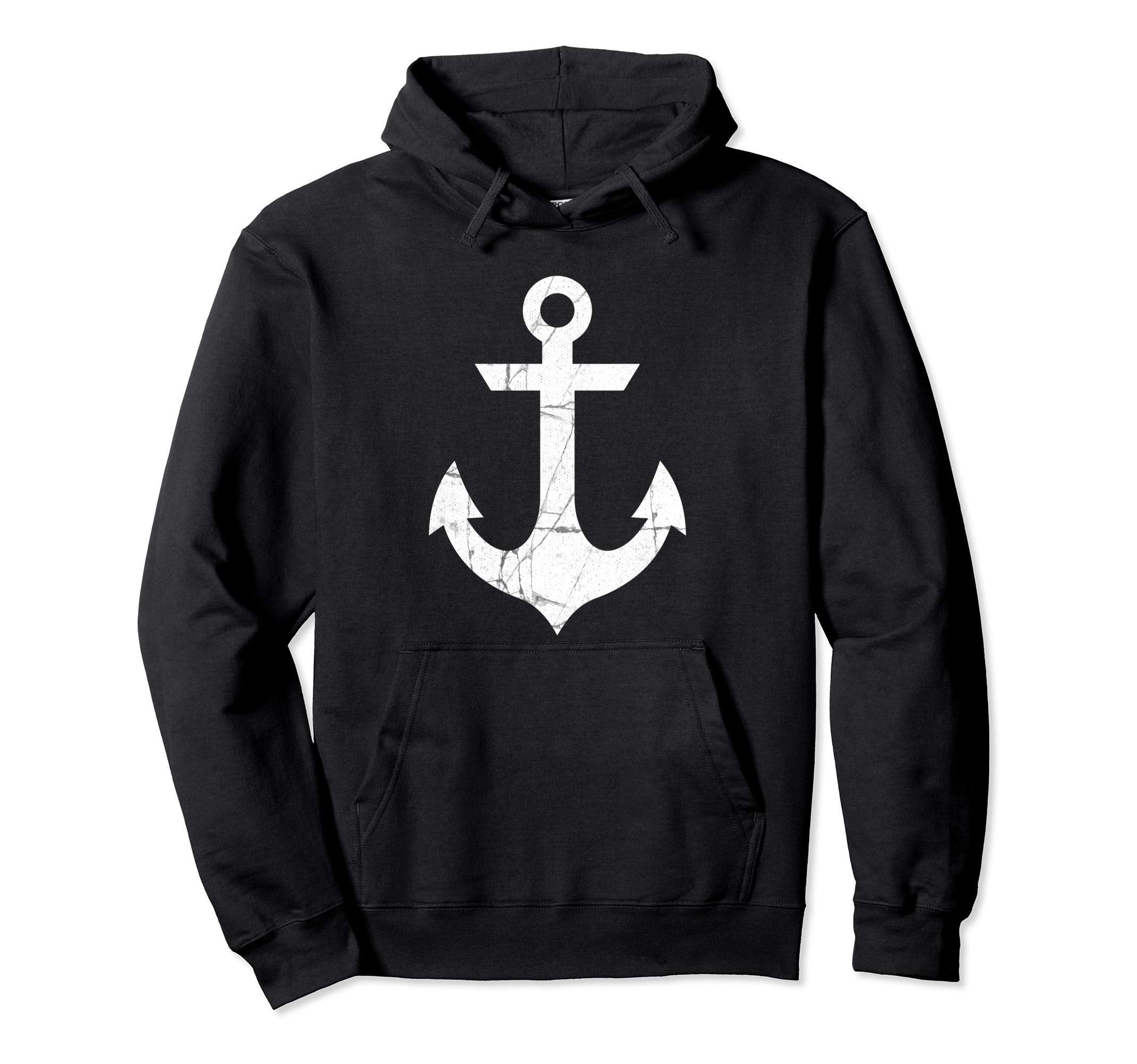 Preppy Nautical Boat Anchor Distressed Hoodie - Graphic Print Unisex - T-Shirt, Sweatshirt, Hoodie