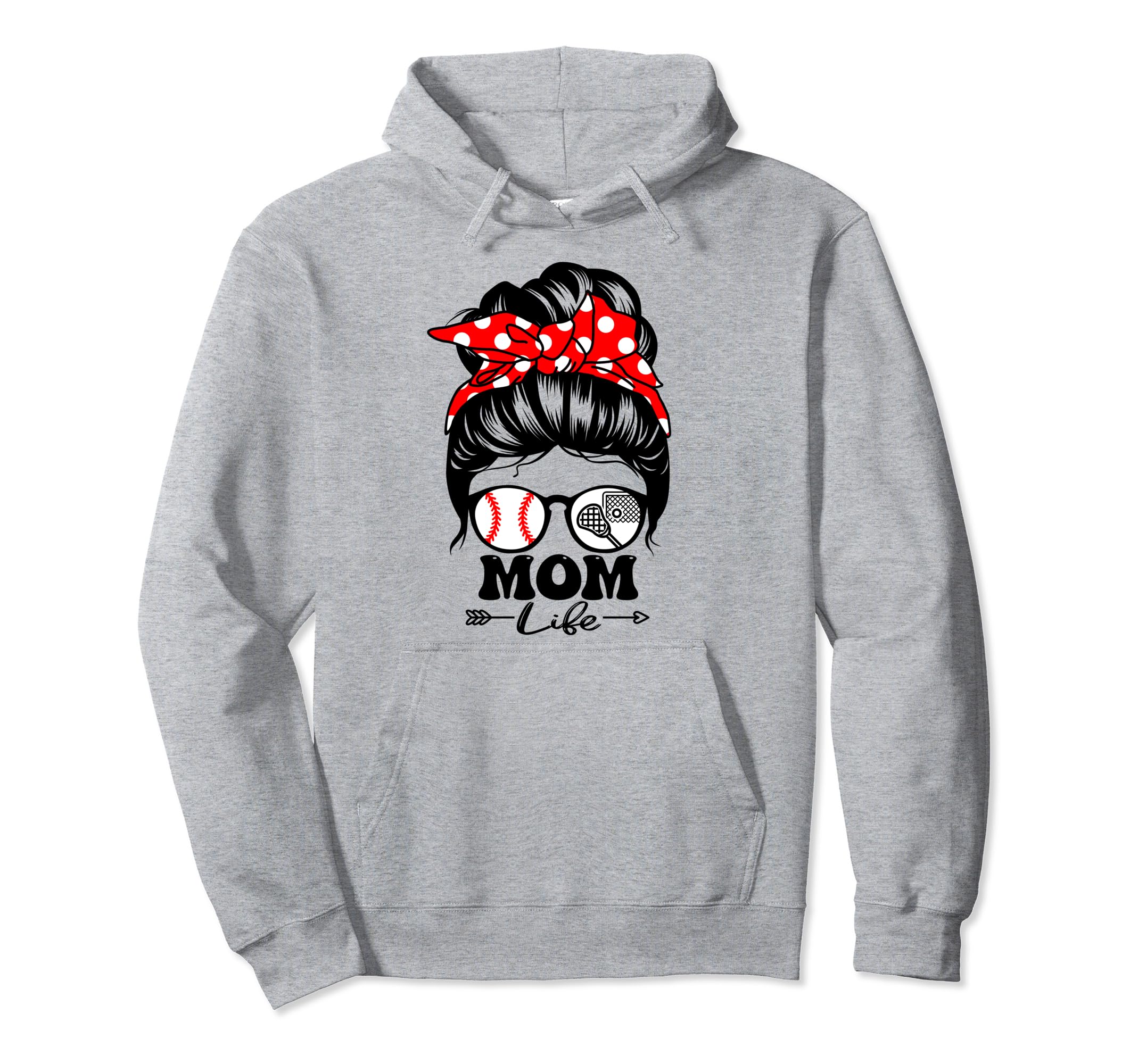 Mom Life Messy Bun Hair Funny Hoodie - Fun Novelty Design for Adults - T-Shirt, Sweatshirt, Hoodie