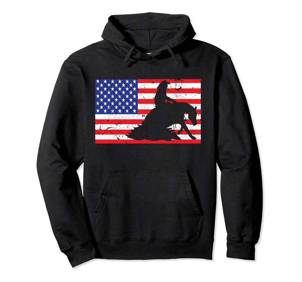 Distressed Reining Horse Usa American Hoodie - Minimalist Print Unisex - T-Shirt, Sweatshirt, Hoodie