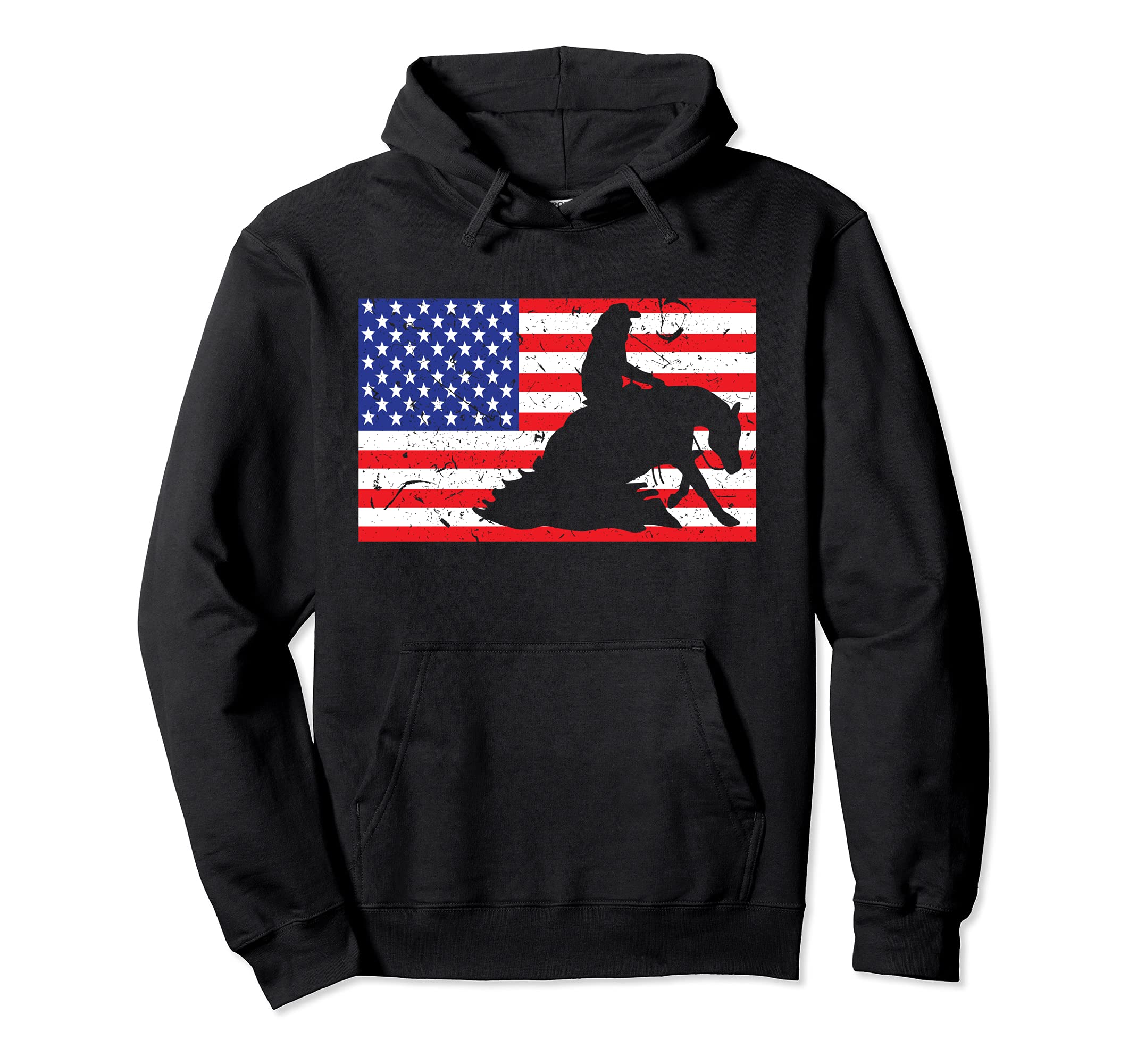 Distressed Reining Horse Usa American Hoodie - Minimalist Print Unisex - T-Shirt, Sweatshirt, Hoodie