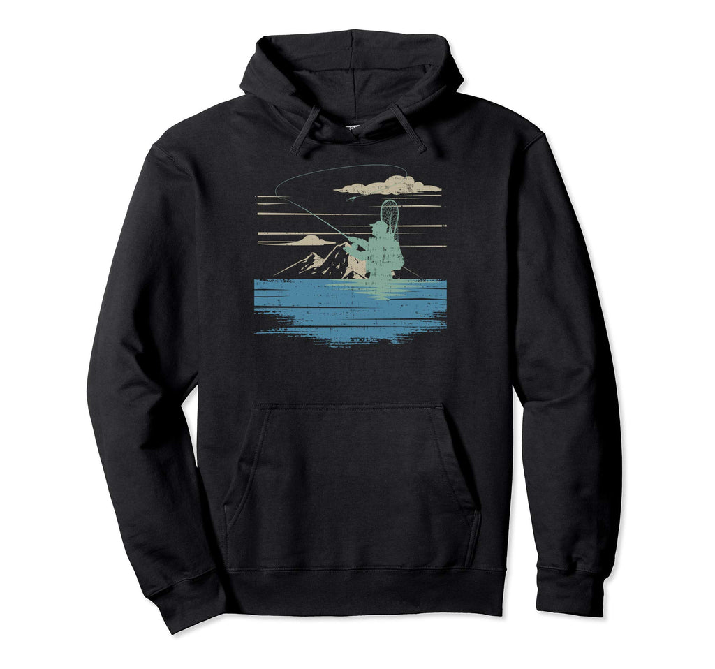 Fly Fishing Sunset Distressed Hoodie - Streetwear Style Men Women - T-Shirt, Sweatshirt, Hoodie