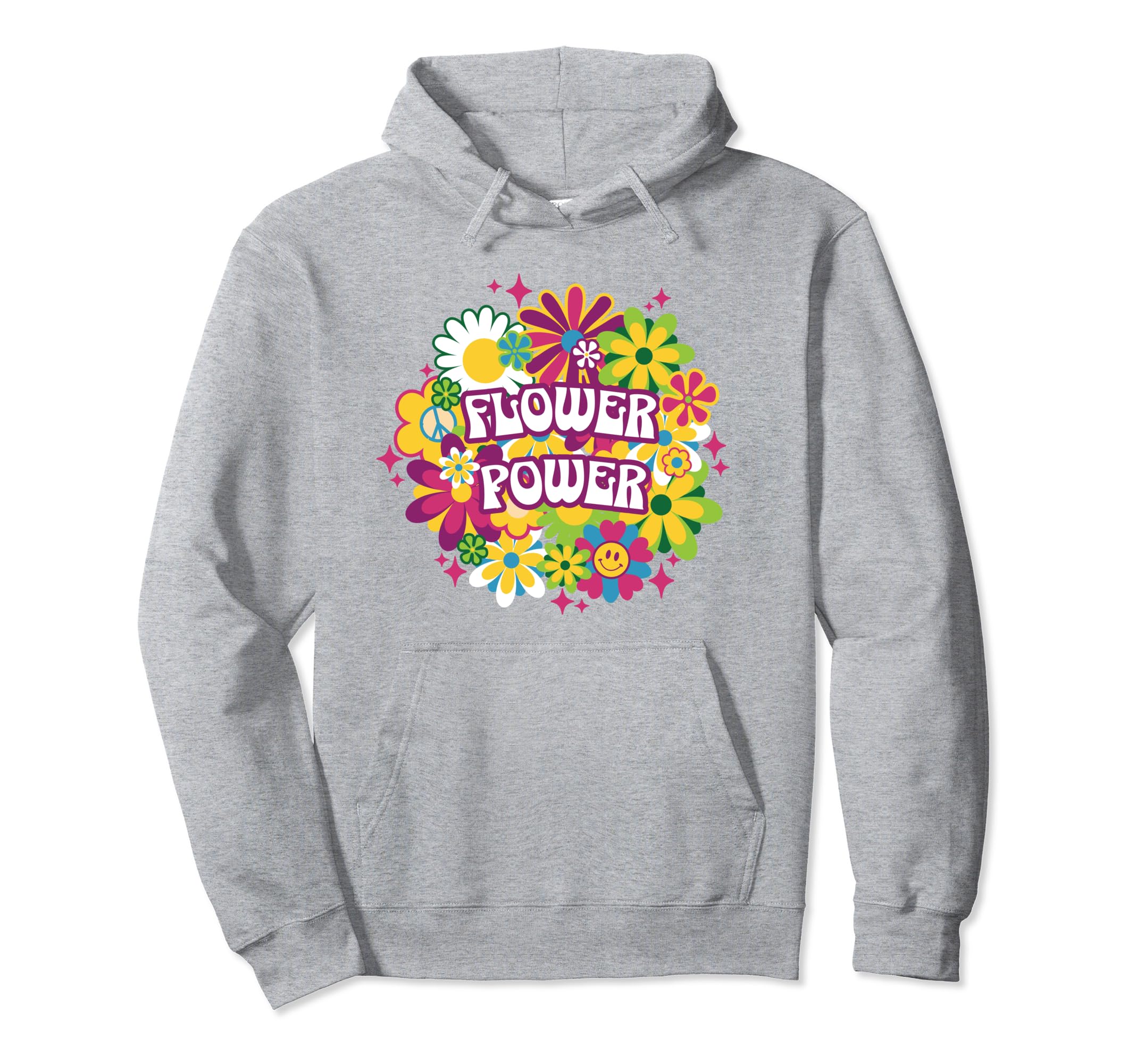 70S Floral Happy Face Flower Power Hoodie - Minimalist Print for Adults - T-Shirt, Sweatshirt, Hoodie