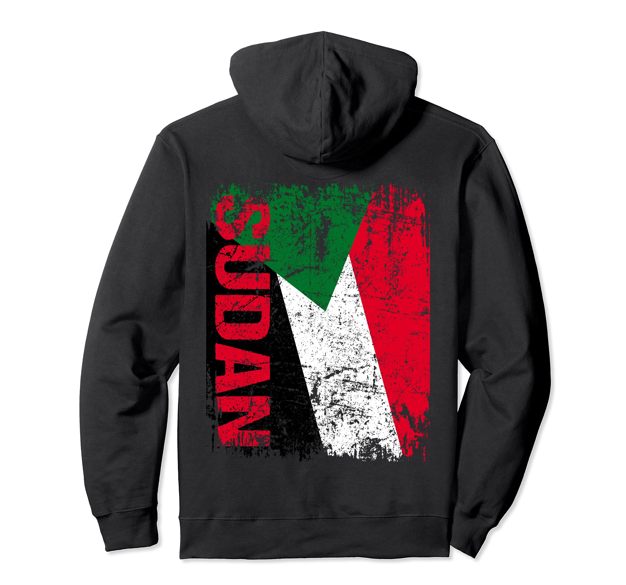 Sudan Flag Distressed Sudan Hoodie - Novelty Apparel Unisex - T-Shirt, Sweatshirt, Hoodie