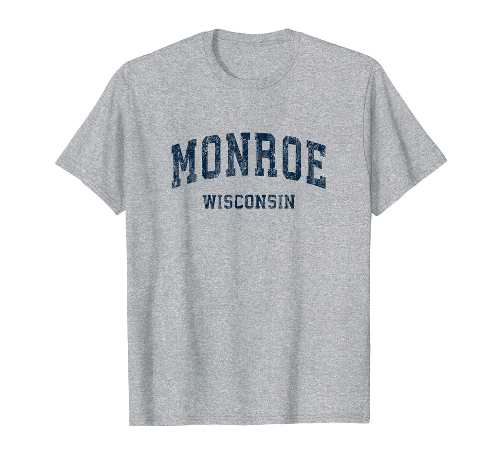 Monroe Wisconsin Wi Varsity Sports Navy T-Shirt - Fun Novelty Design Unisex - T-Shirt, Sweatshirt, Hoodie
