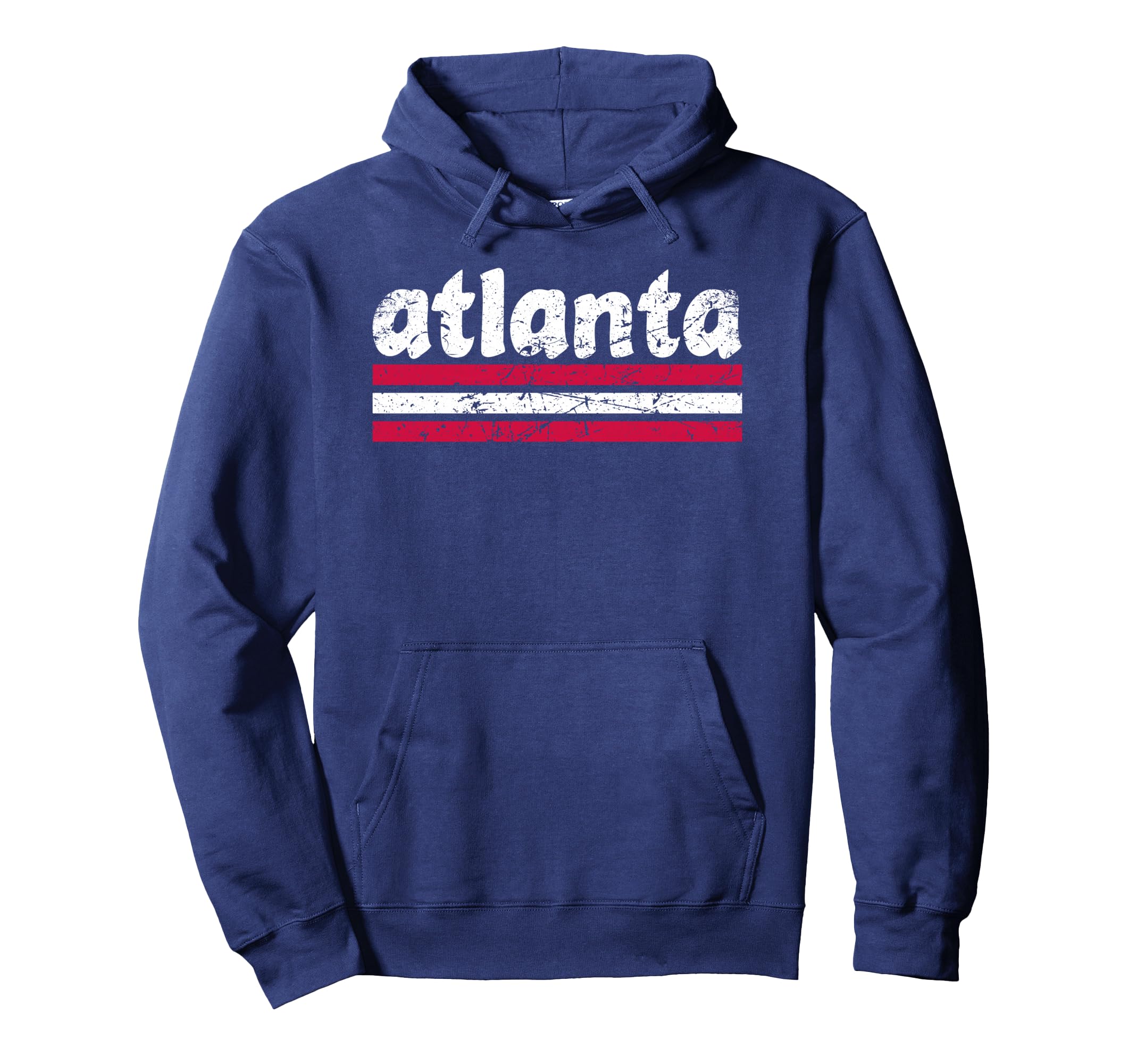 Atlanta Georgia Three Stripe Weathered Hoodie - Casual Everyday Wear Unisex - T-Shirt, Sweatshirt, Hoodie