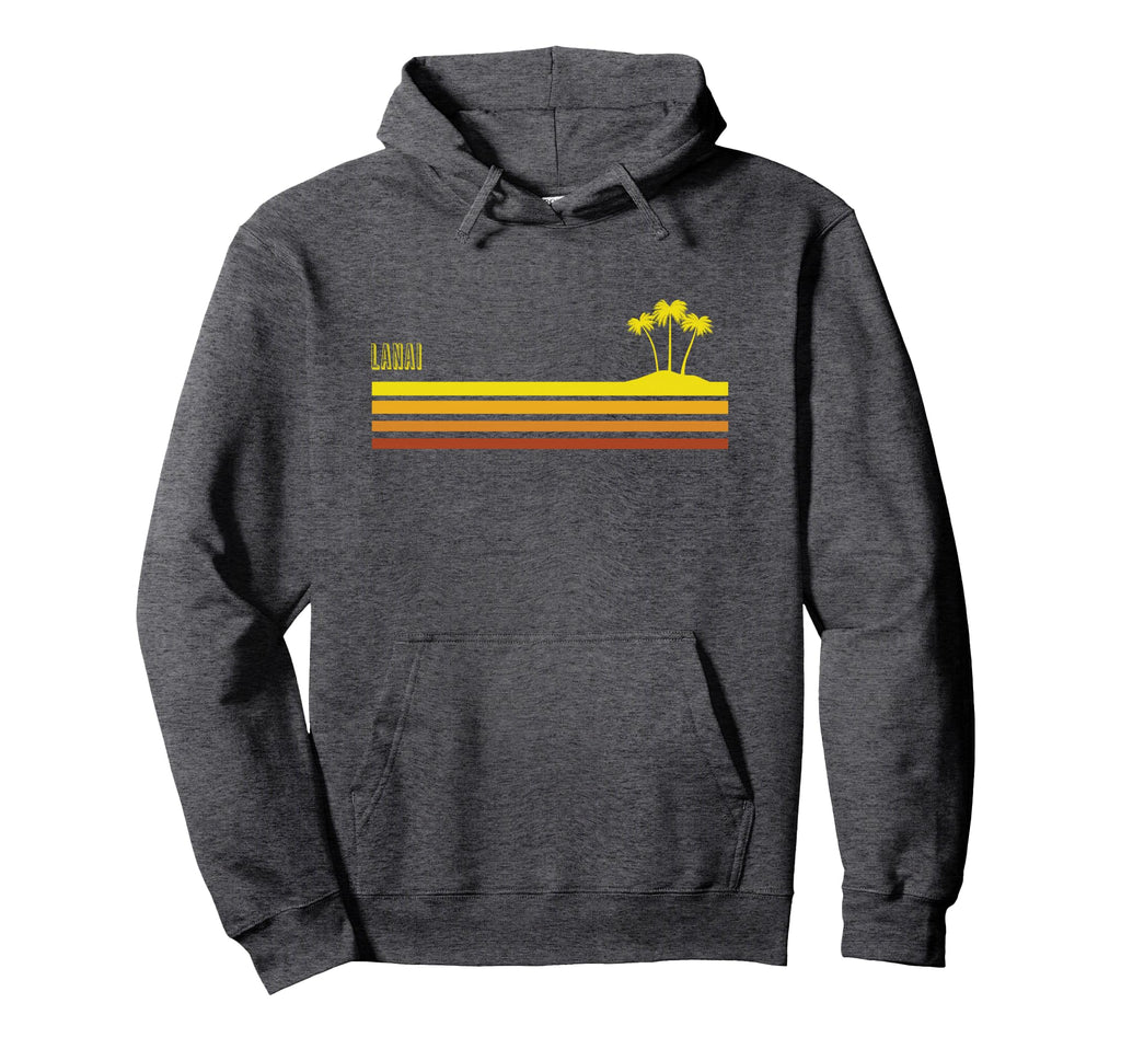Lanai Beach 70S Striped Palm Tree Hoodie - Novelty Apparel Unisex - T-Shirt, Sweatshirt, Hoodie