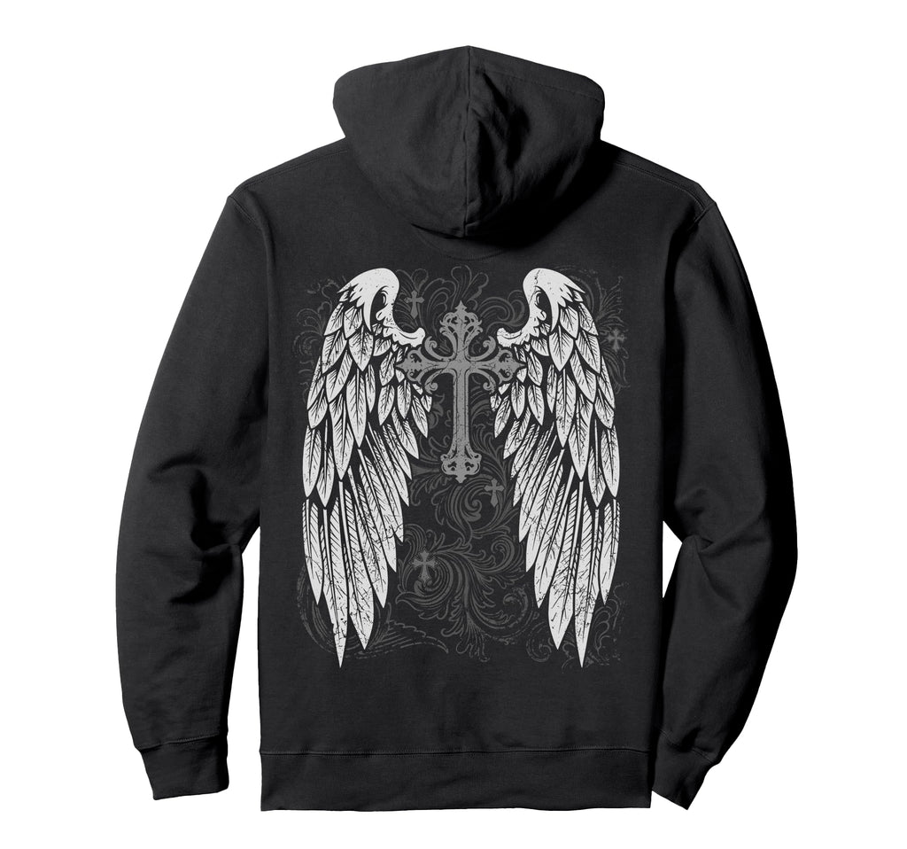 Grunge Wings Angel Back Cross Y2K 2000S Hoodie - Trendy Graphic Unisex - T-Shirt, Sweatshirt, Hoodie