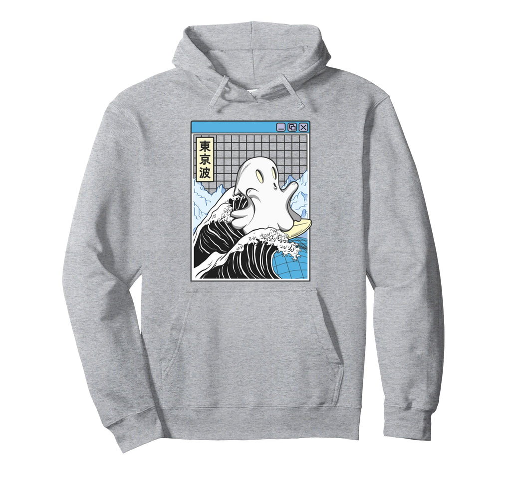 Surfing Ghost Japan Kanagawa Wave Kawaii Hoodie - Trendy Graphic Men Women - T-Shirt, Sweatshirt, Hoodie