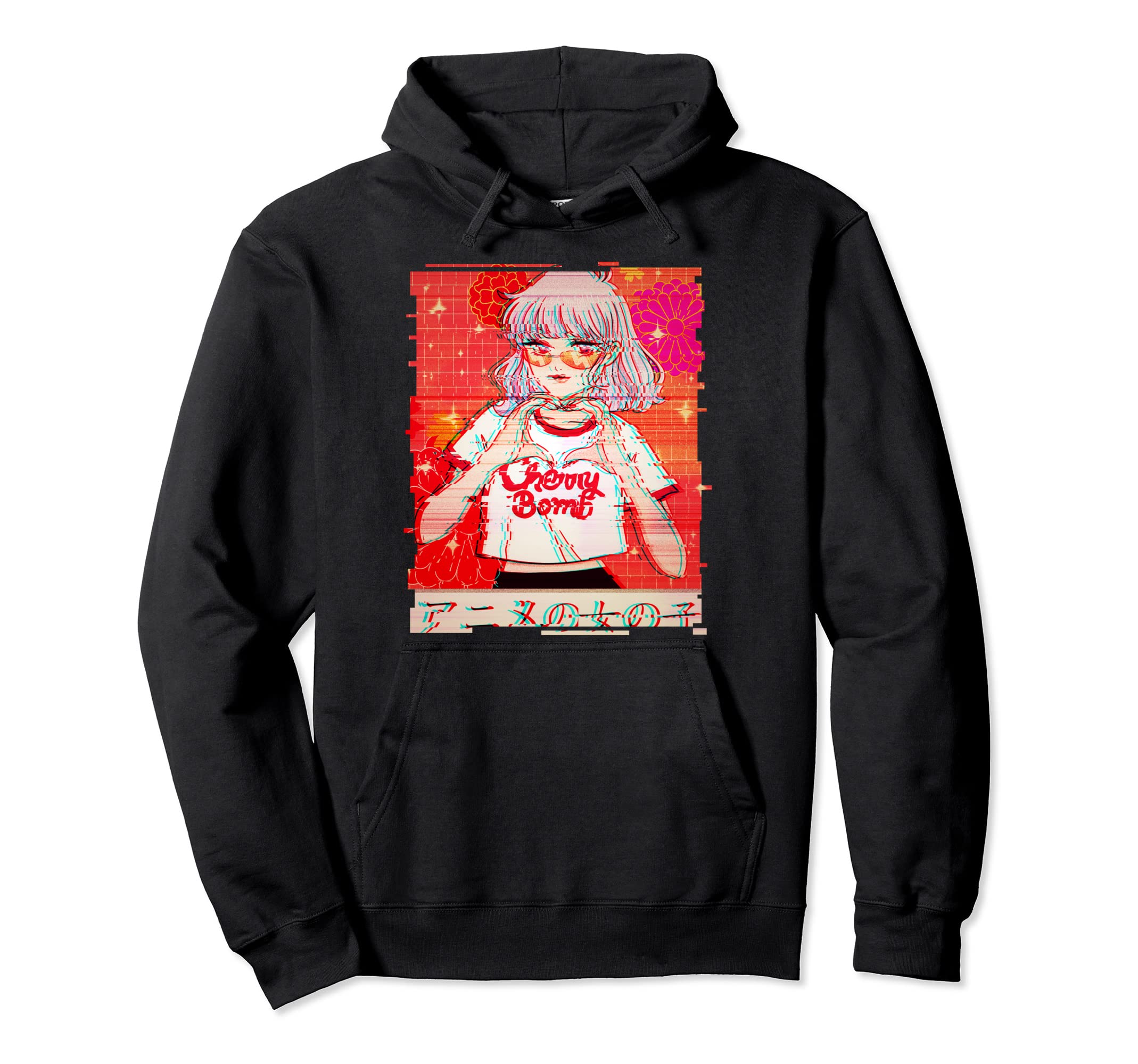 Glitch Anime Shirts Aesthetic Vaporwave Hoodie - Trendy Graphic for Adults - T-Shirt, Sweatshirt, Hoodie