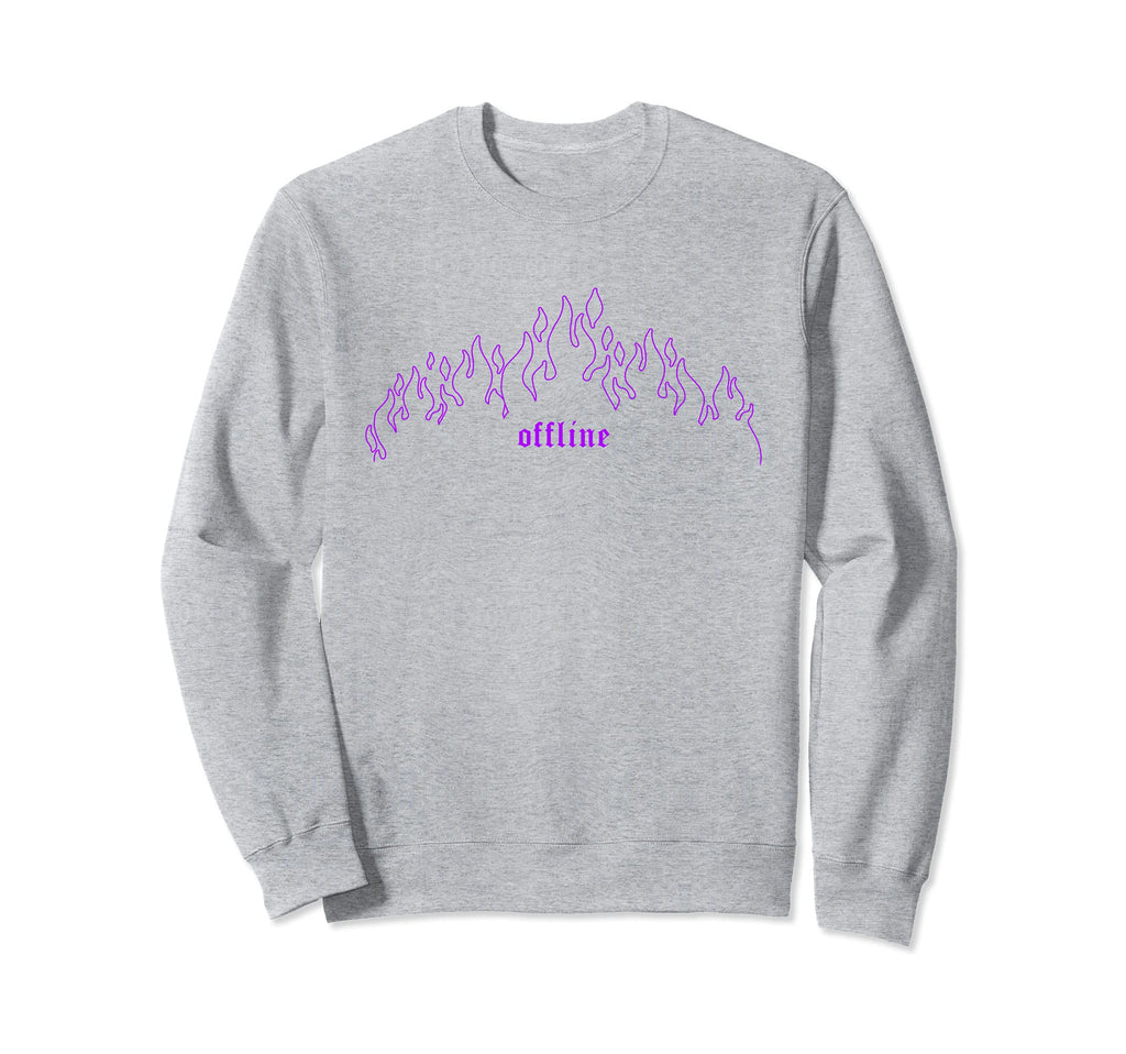 90S Grunge E E Offline Purple Flames Sweatshirt - Graphic Print for Adults - T-Shirt, Sweatshirt, Hoodie
