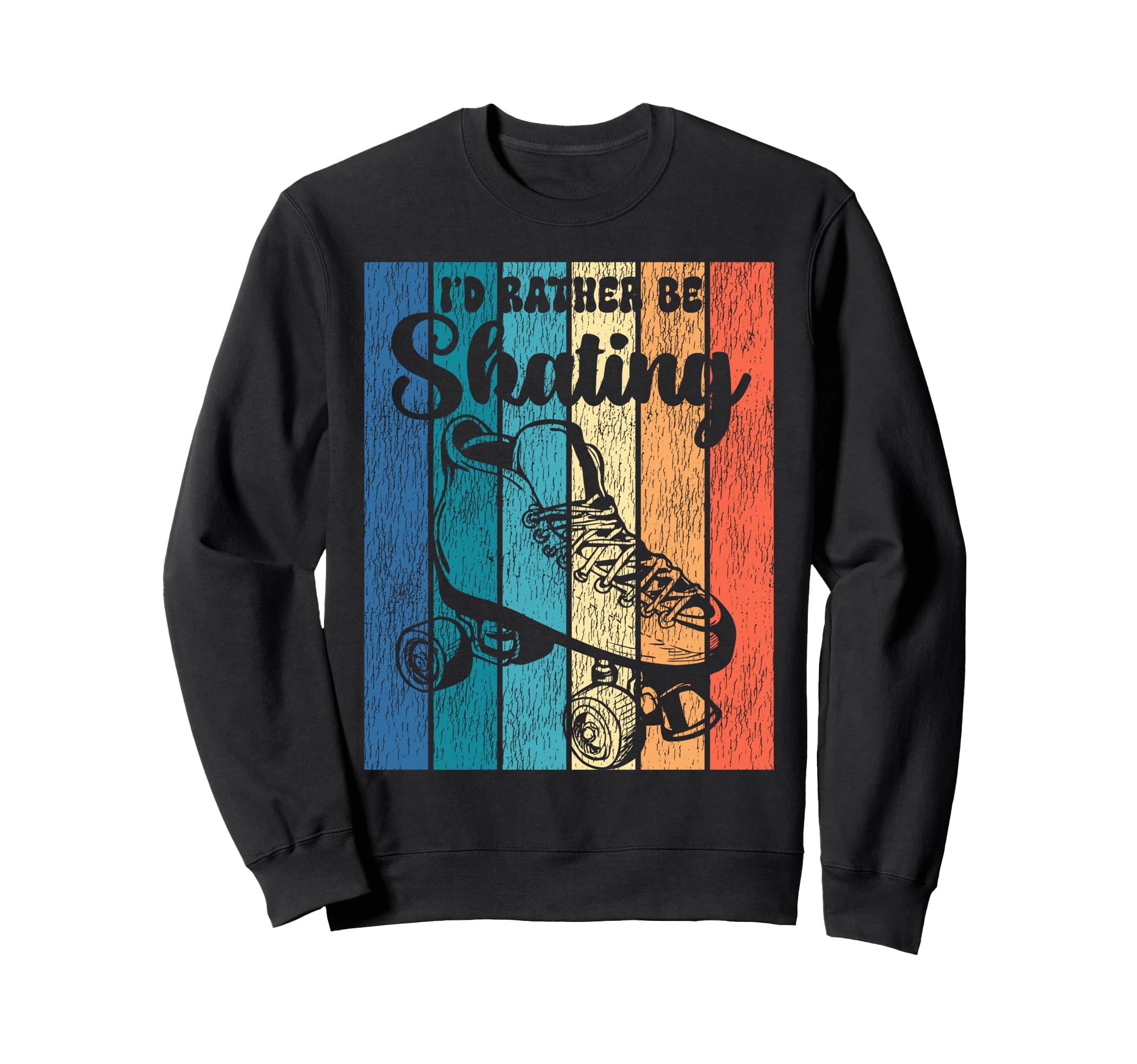 Roller Skating Skate 1970S Black Sweatshirt - Graphic Print for Adults - T-Shirt, Sweatshirt, Hoodie