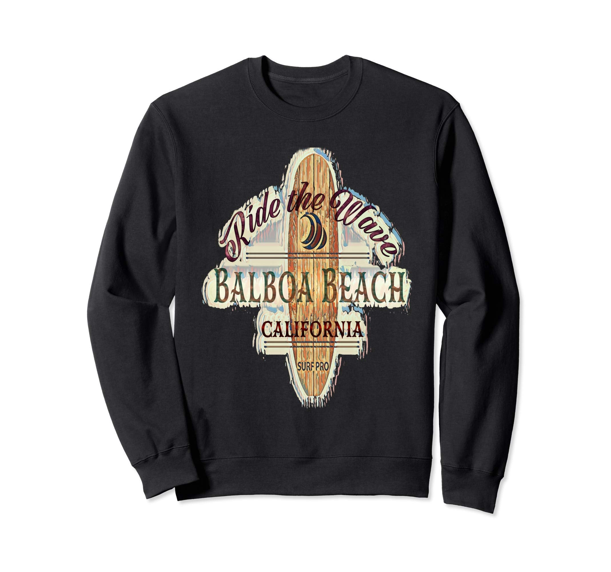 Balboa Beach Surfing Distressed Sweatshirt - Novelty Apparel Unisex - T-Shirt, Sweatshirt, Hoodie