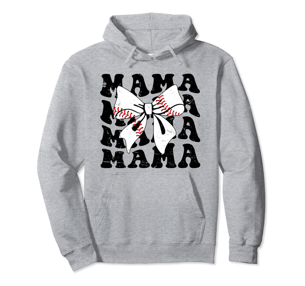 Coquette Groovy Baseball Mama Bow Hoodie - Custom Art Print Men Women - T-Shirt, Sweatshirt, Hoodie