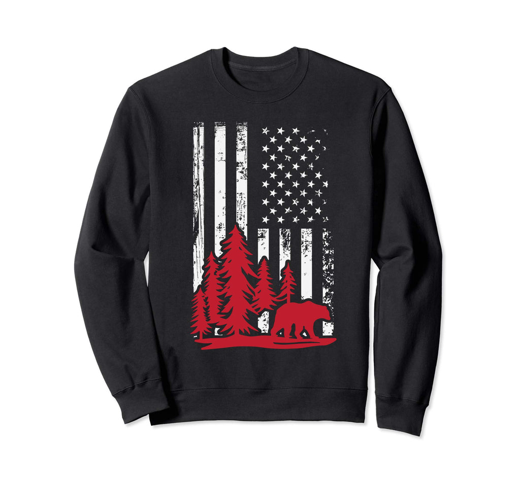 Forest Usa America Flag Distressed Sweatshirt - Custom Art Print Men Women - T-Shirt, Sweatshirt, Hoodie
