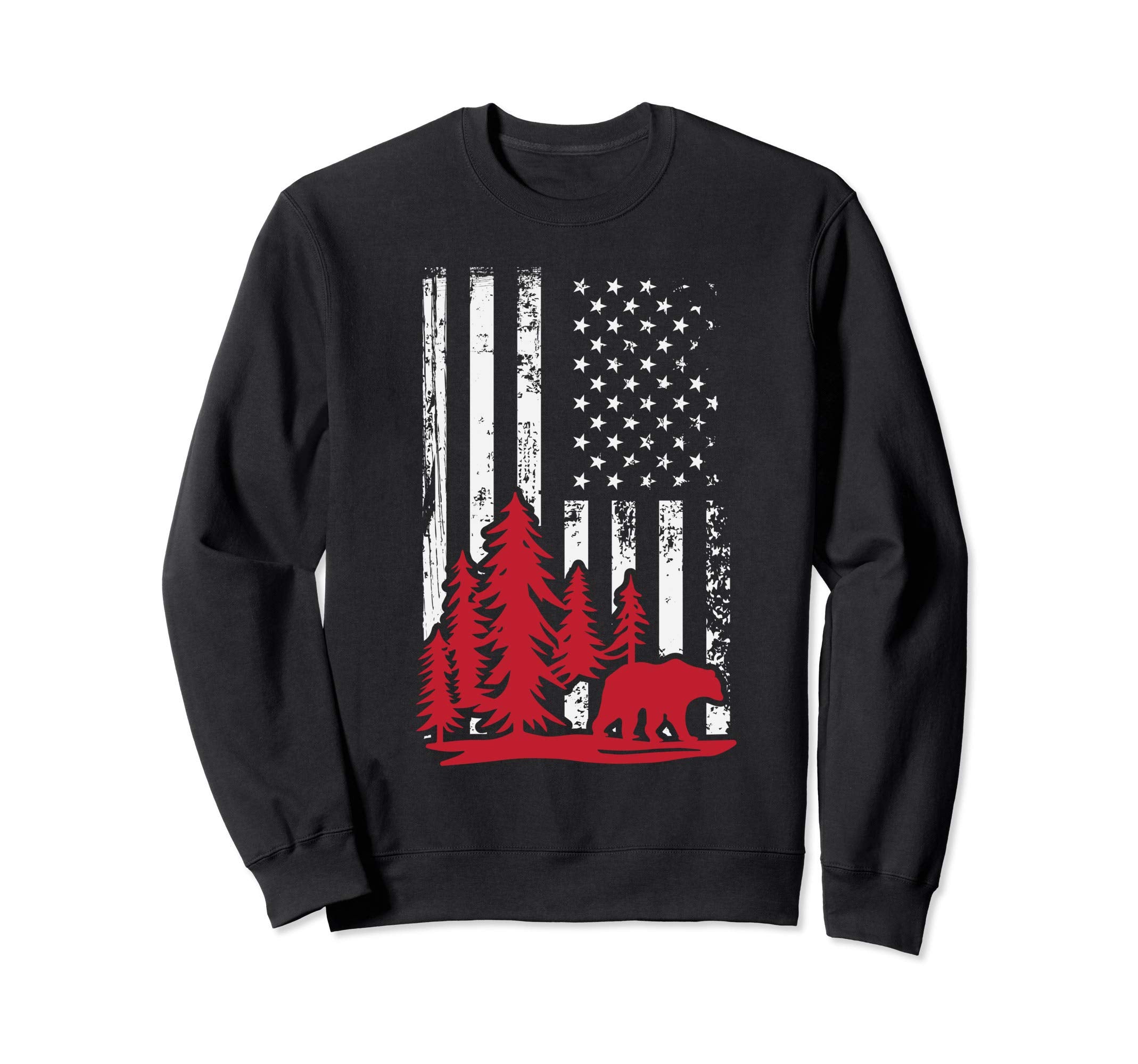 Forest Usa America Flag Distressed Sweatshirt - Custom Art Print Men Women - T-Shirt, Sweatshirt, Hoodie