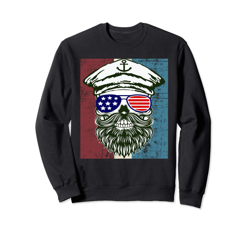 Sailor Skull American Flag Seamen Sweatshirt - Streetwear Style Unisex - T-Shirt, Sweatshirt, Hoodie