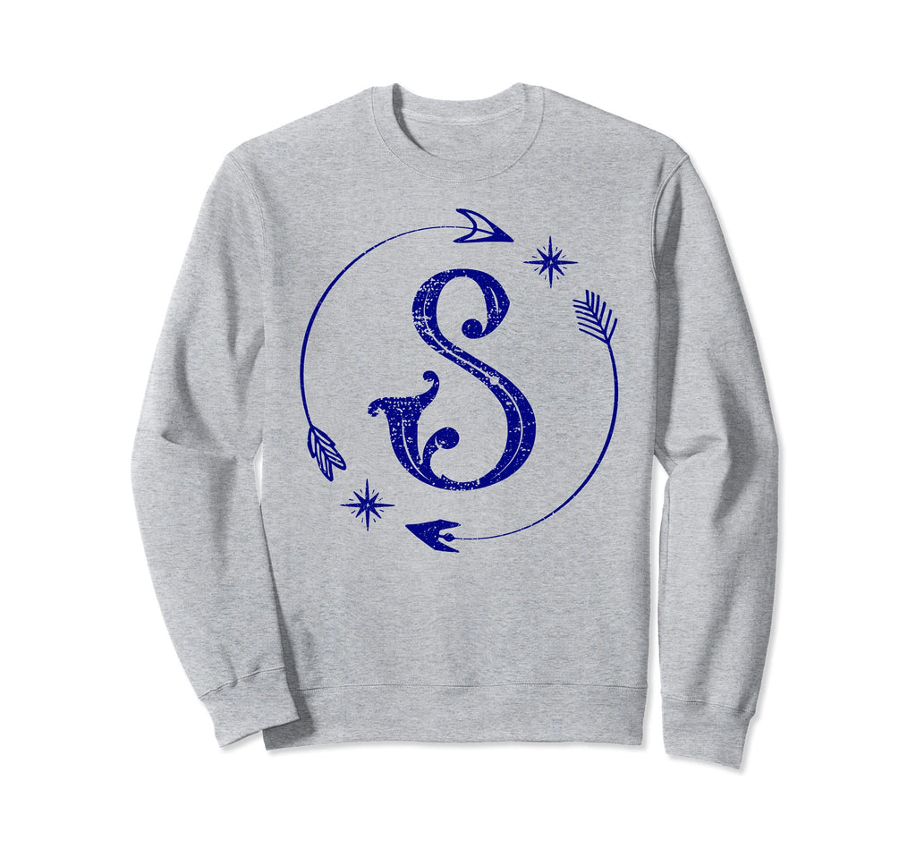Initial S Monogram Boho Name Letter S Sweatshirt - Unique Graphic Unisex - T-Shirt, Sweatshirt, Hoodie