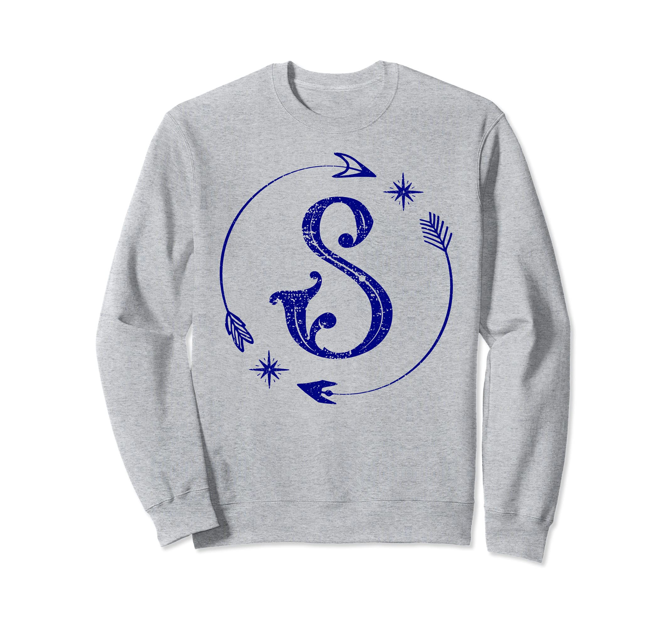 Initial S Monogram Boho Name Letter S Sweatshirt - Unique Graphic Unisex - T-Shirt, Sweatshirt, Hoodie