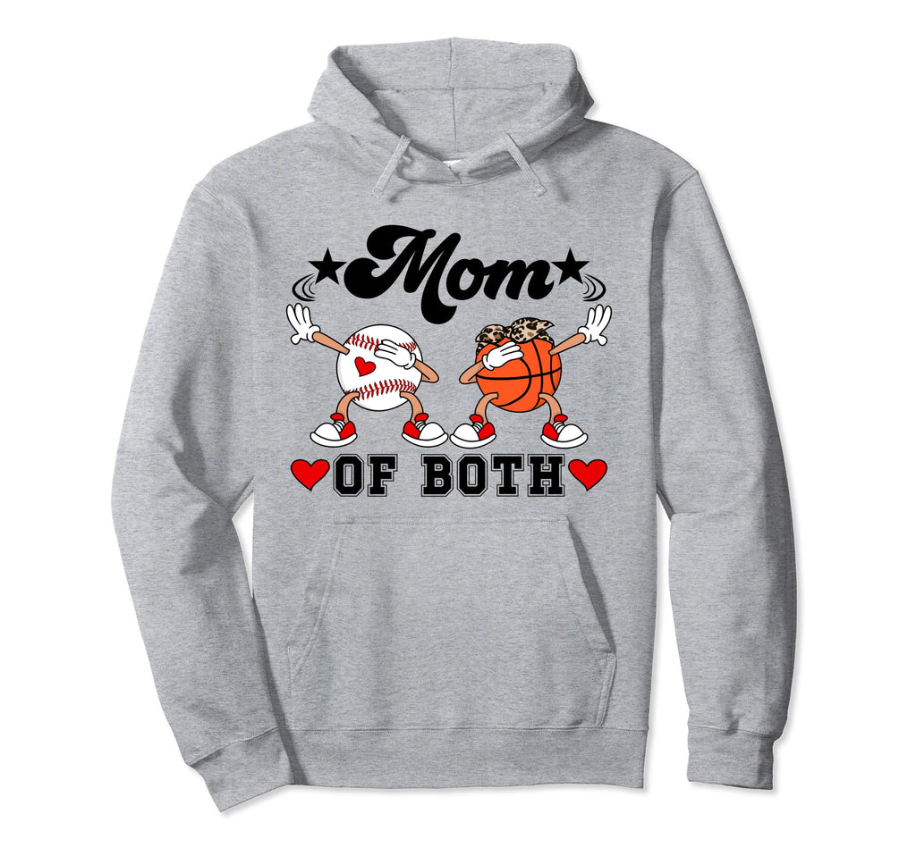Mom Both Basketball Baseball Mom Hoodie - Unique Graphic Men Women - T-Shirt, Sweatshirt, Hoodie