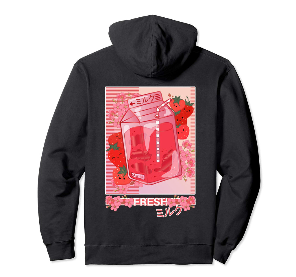 Japanese 90S Kawaii Strawberry Milk Hoodie - Streetwear Style for Adults - T-Shirt, Sweatshirt, Hoodie