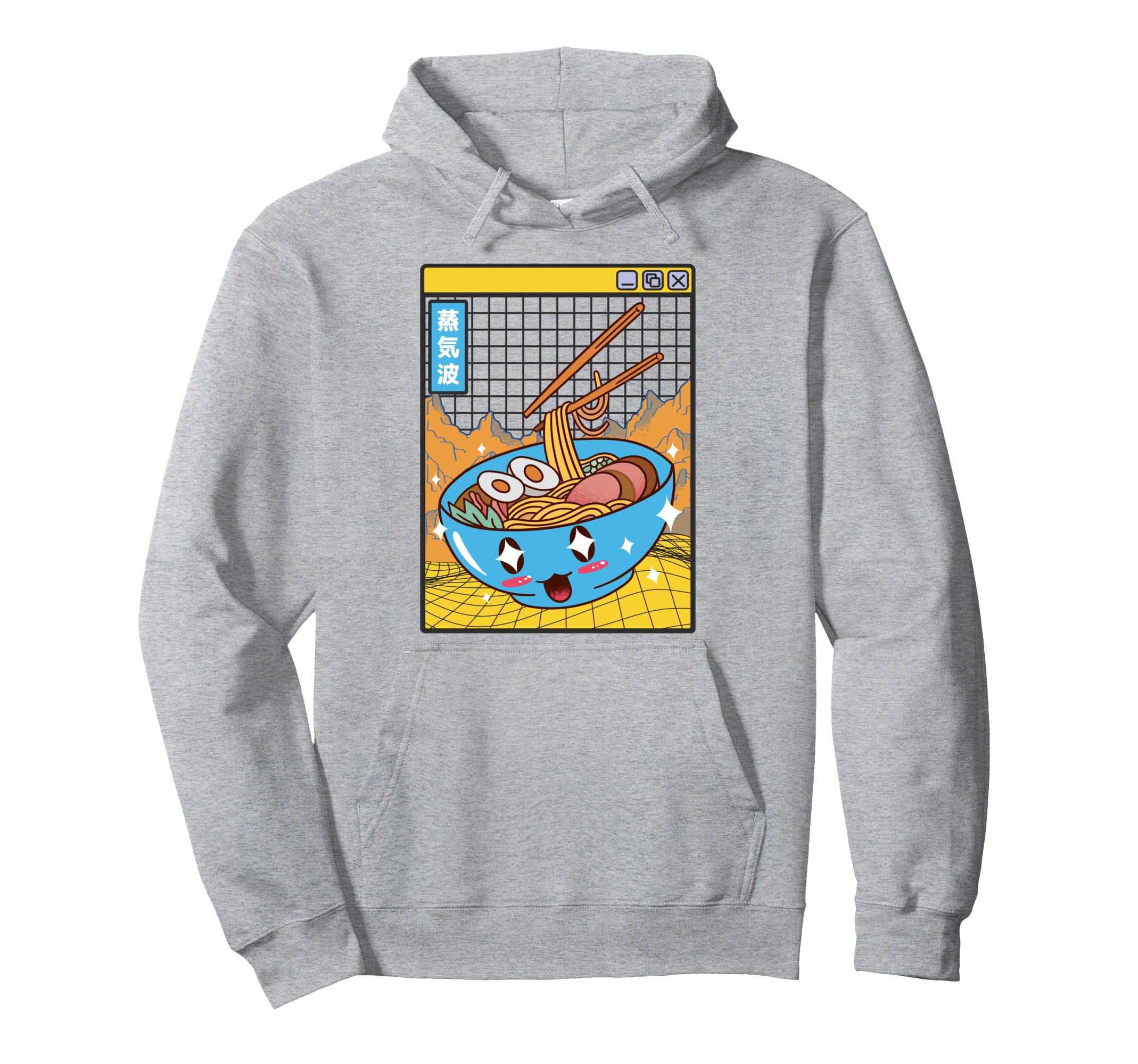 Ramen Noodles Bowl Kawaii Grid Hoodie - Custom Art Print Men Women - T-Shirt, Sweatshirt, Hoodie