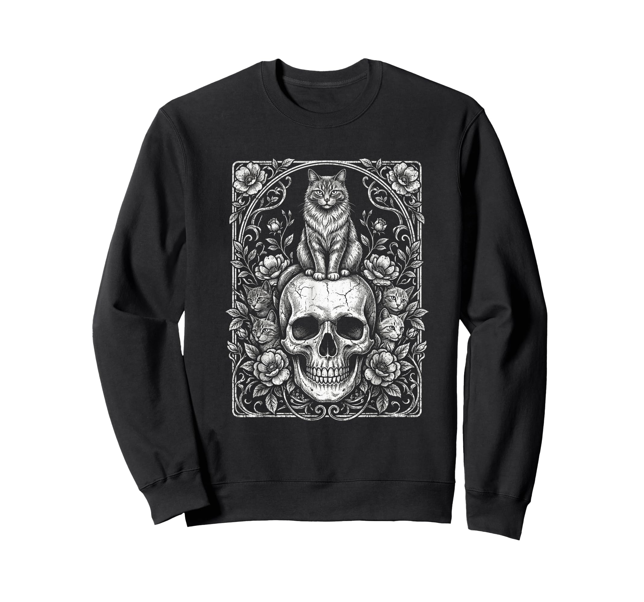 Skull Cat Skeleton Kitty Kitten Sweatshirt - Trendy Graphic for Adults - T-Shirt, Sweatshirt, Hoodie