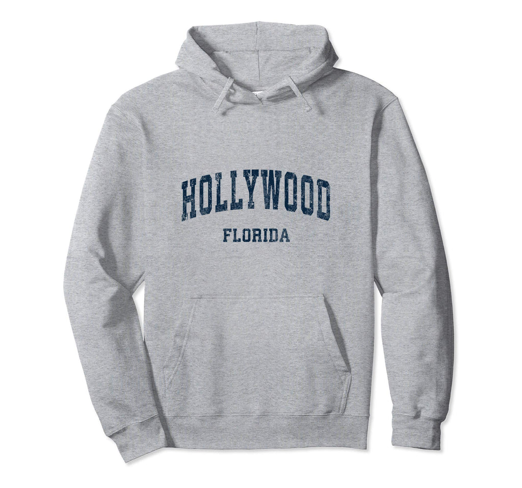 Hollywood Florida Fl Varsity Sports Navy Hoodie - Trendy Graphic Men Women - T-Shirt, Sweatshirt, Hoodie