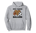 Busy Raising Ballers Mom Baller Hoodie - Trendy Graphic for Adults - T-Shirt, Sweatshirt, Hoodie