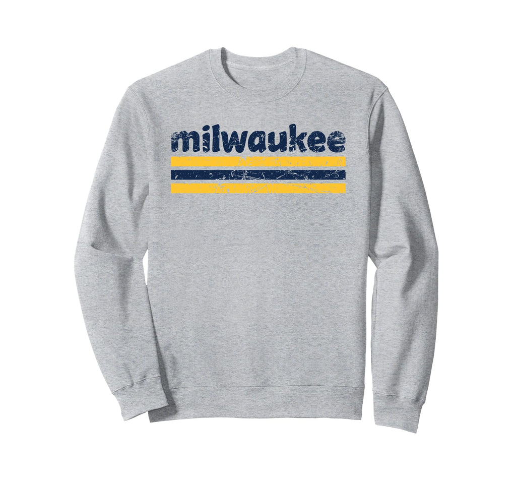 Milwaukee Wisconsin Three Stripe Sweatshirt - Trendy Graphic Men Women - T-Shirt, Sweatshirt, Hoodie