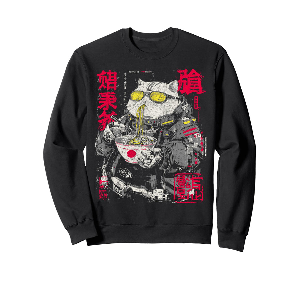 Japanese Streetwear Fatty Cat Sweatshirt - Streetwear Style for Adults - T-Shirt, Sweatshirt, Hoodie
