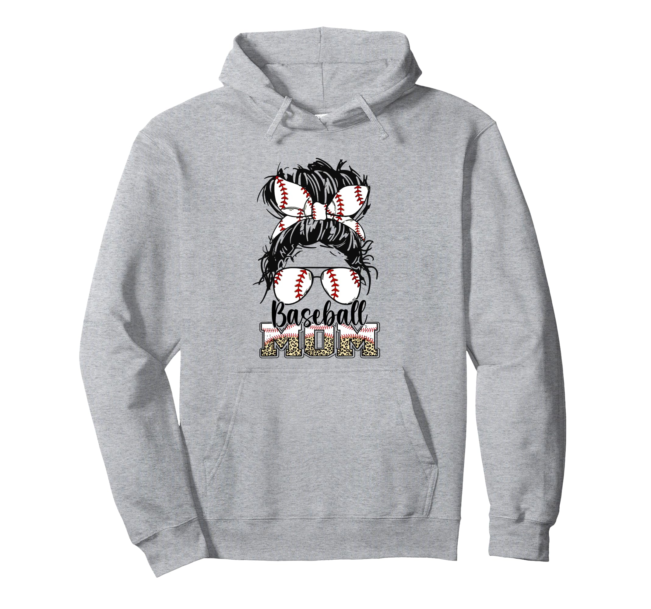 Baseball Mom Messy Bun Bandana Baseball Hoodie - Unique Graphic Men Women - T-Shirt, Sweatshirt, Hoodie