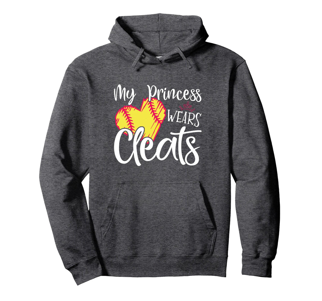 My Princess Wears Cleats Softball Mom Hoodie - Trendy Graphic for Adults - T-Shirt, Sweatshirt, Hoodie