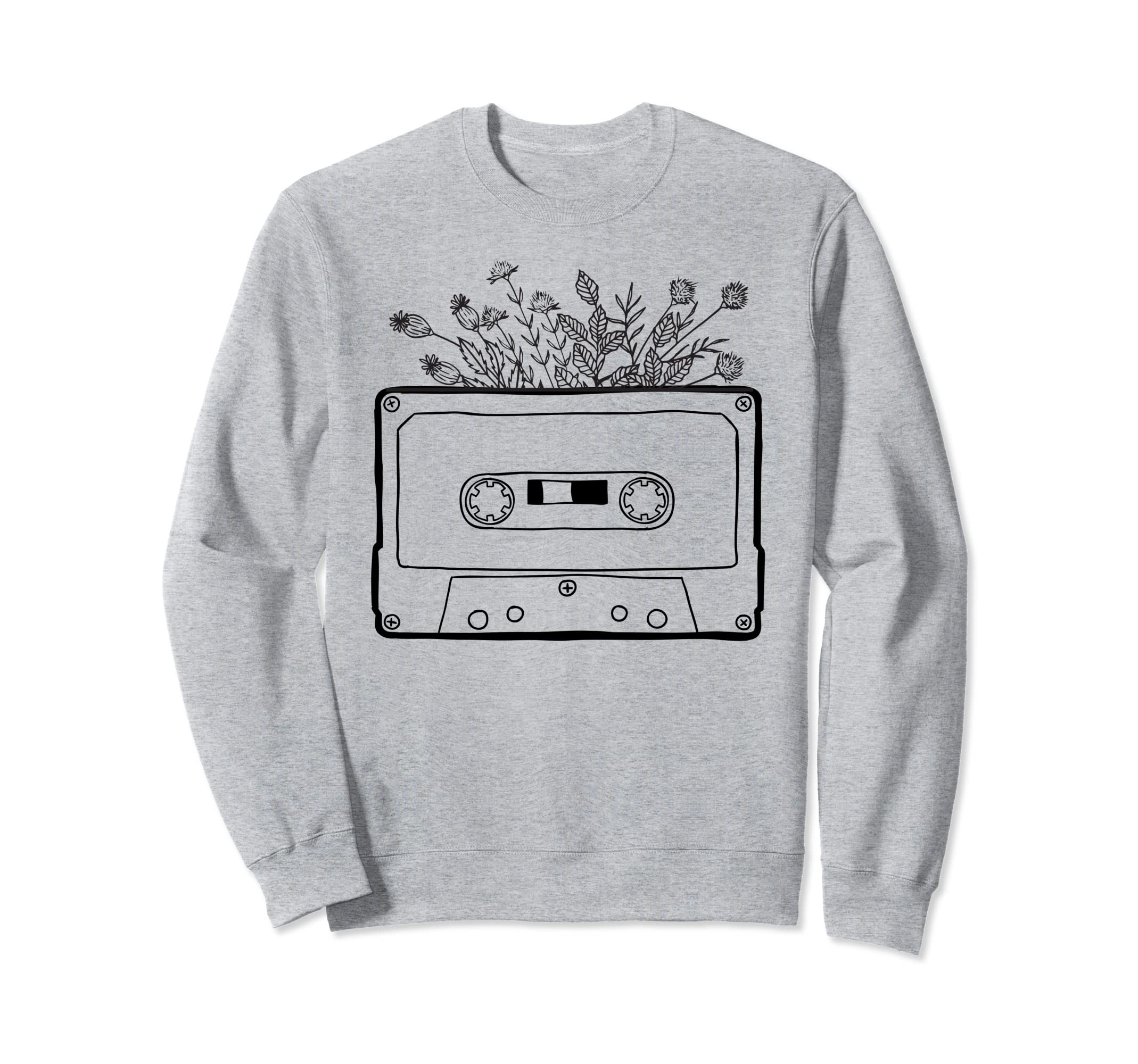 Floral Flower Cassette Tape Vinyl 80S Art Sweatshirt - Graphic Print Unisex - T-Shirt, Sweatshirt, Hoodie
