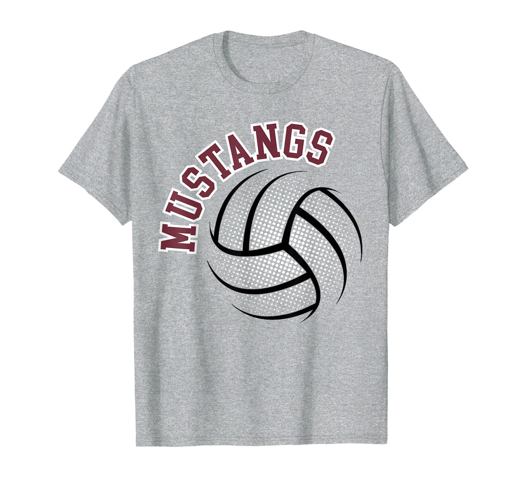 Mustangs Volleyball Mom Game Day Maroon T-Shirt - Unique Graphic Men Women - T-Shirt, Sweatshirt, Hoodie
